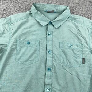 Columbia Shirt Mens Large Blue Camp Lightweight Cotton Hiking Outdoors Pockets